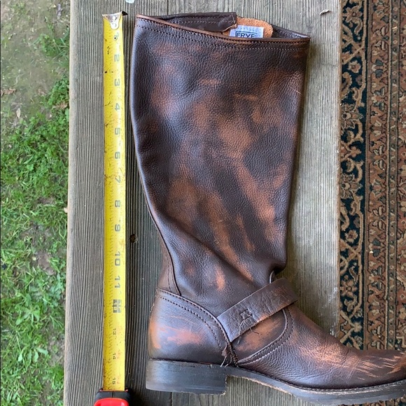 Frye slouchy brown distressed leather pullon boots - Picture 8 of 14